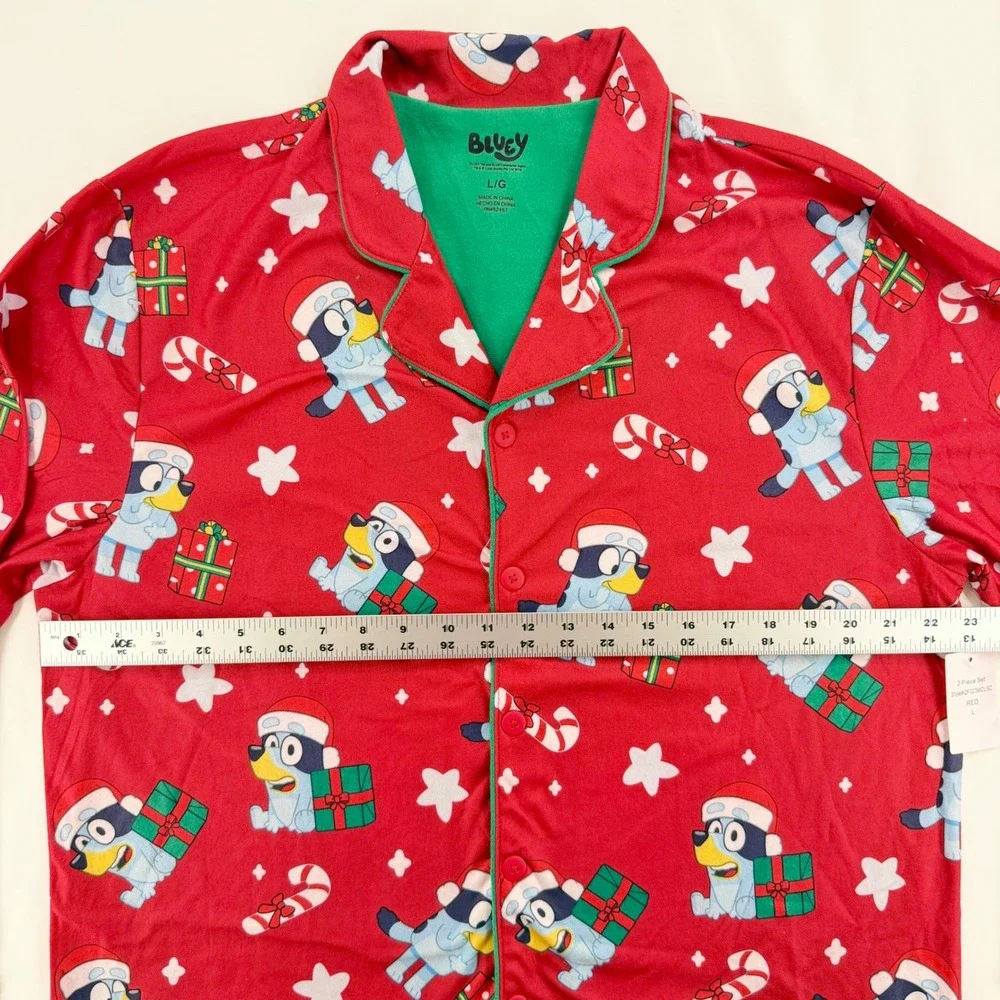 Bluey Women's L Christmas Pajama Set Red Santa Holiday 2 Piece PJs